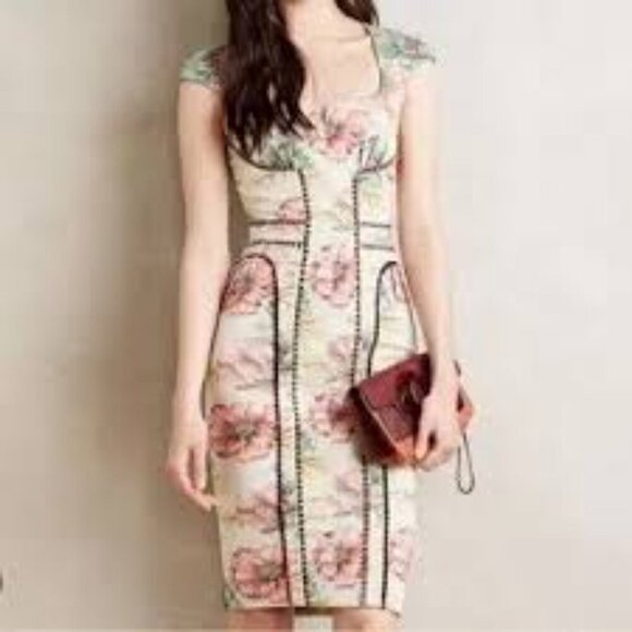 Byron Lars Beauty Mark Floral Brocade Garden Sheath Dress 6 Petite - Picture 16 of 16